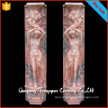Traditional natural stone relief style lady statue column marble pillars